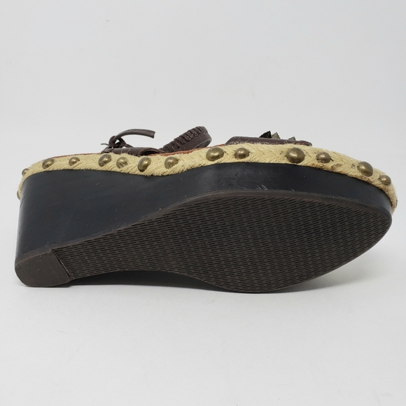 Vintage Sam Edelman Metal Leaves Sandal Wedges - Picture 6 of 12